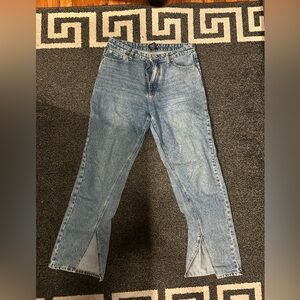 Fashion Nova Light Blue Flare Split Hem Jeans